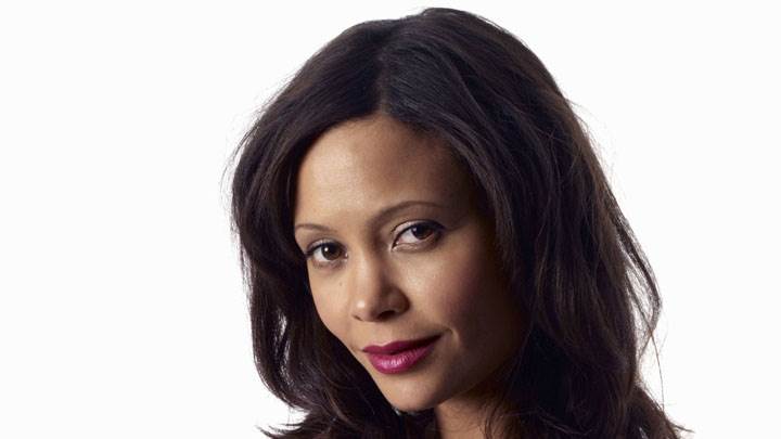 Thandie Newton Smiling Face Closeup And White Background